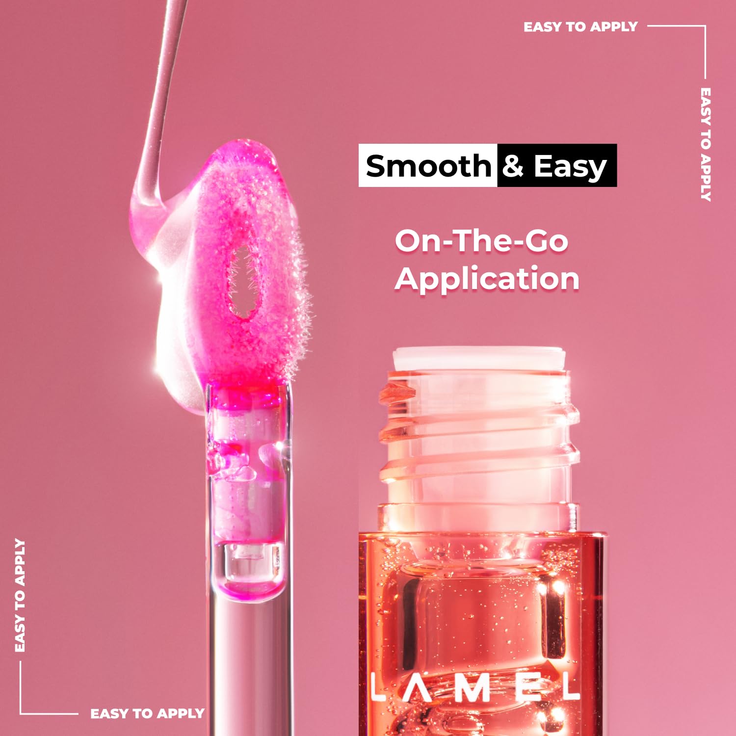 Lamel All In One Lip Tinted Plumping Oil- Pink sparkle, Lip Oil Tint for Pigmented Lips | Hydrating, Plumping & Glossy Lip Tint | Non-Sticky Lip Oil with Long-Lasting Tint | 3ml 2