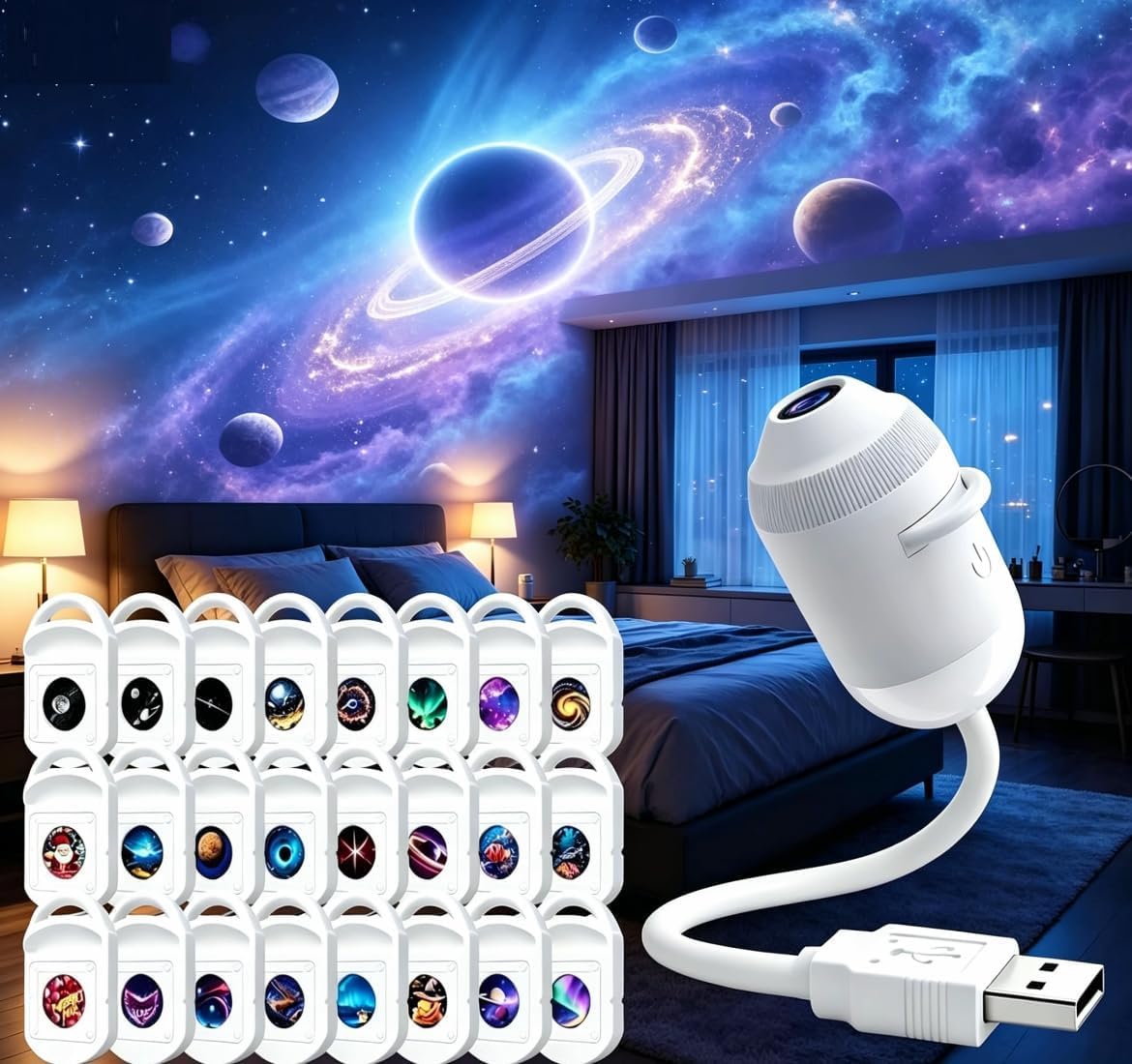 Smart Night Light Projector | 360 Mini Ocean Galaxy Dream Projector | Starry Sky Projection Night Light | Plug-and-Play Star Lamp for Celling