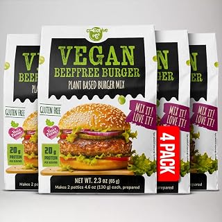 Creative Pea Vegan Beeffree Burger Mix – Pea Protein Dry Mix, 4 Pack (65g Each), 40g Protein per Pack, Makes 8 Burger Patties / 1kg Prepared, Plant-Based, Soy-Free, Gluten-Free