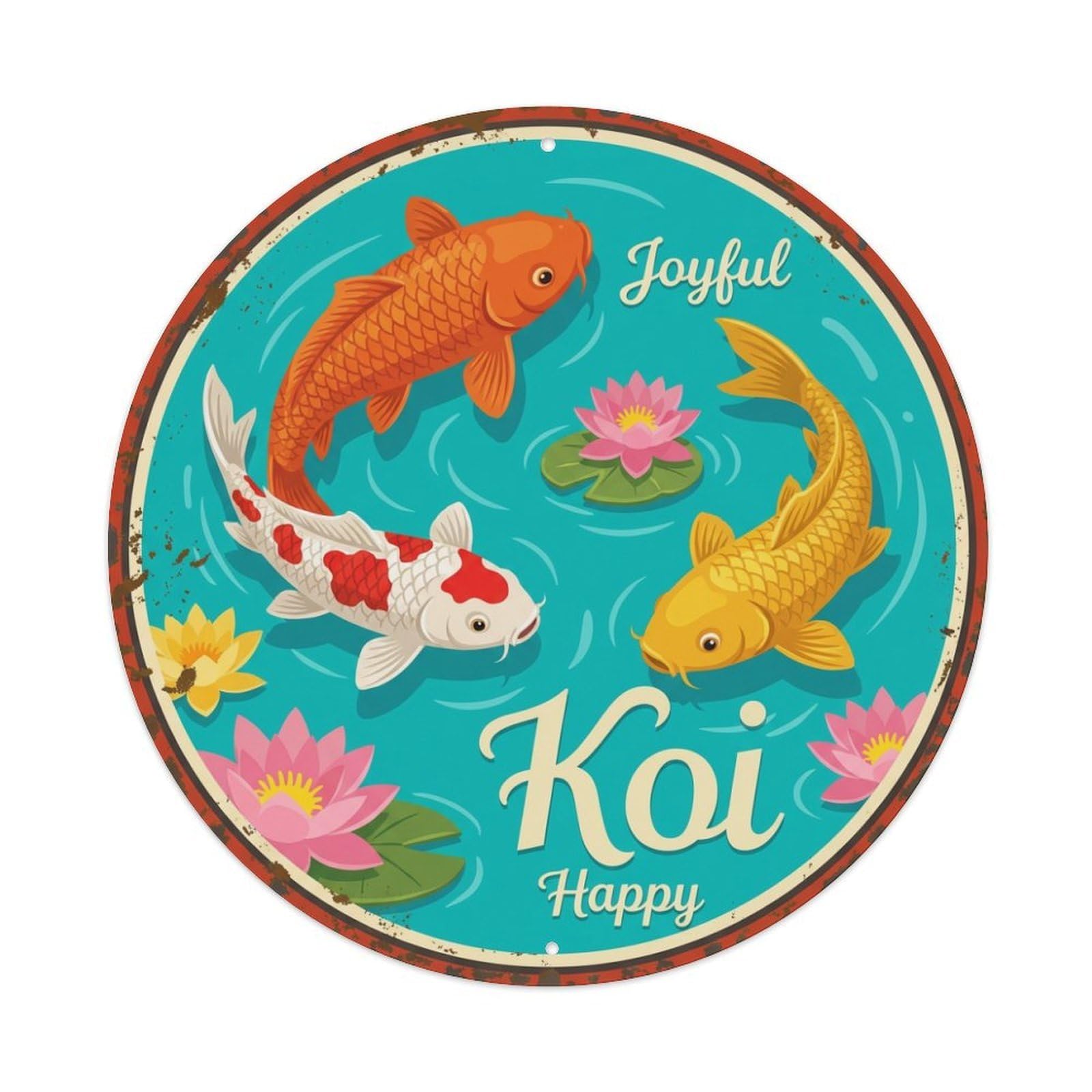 Tgrcjimh Style Metal Tin Sign Koi Fish Vibrant Colorful Waters
