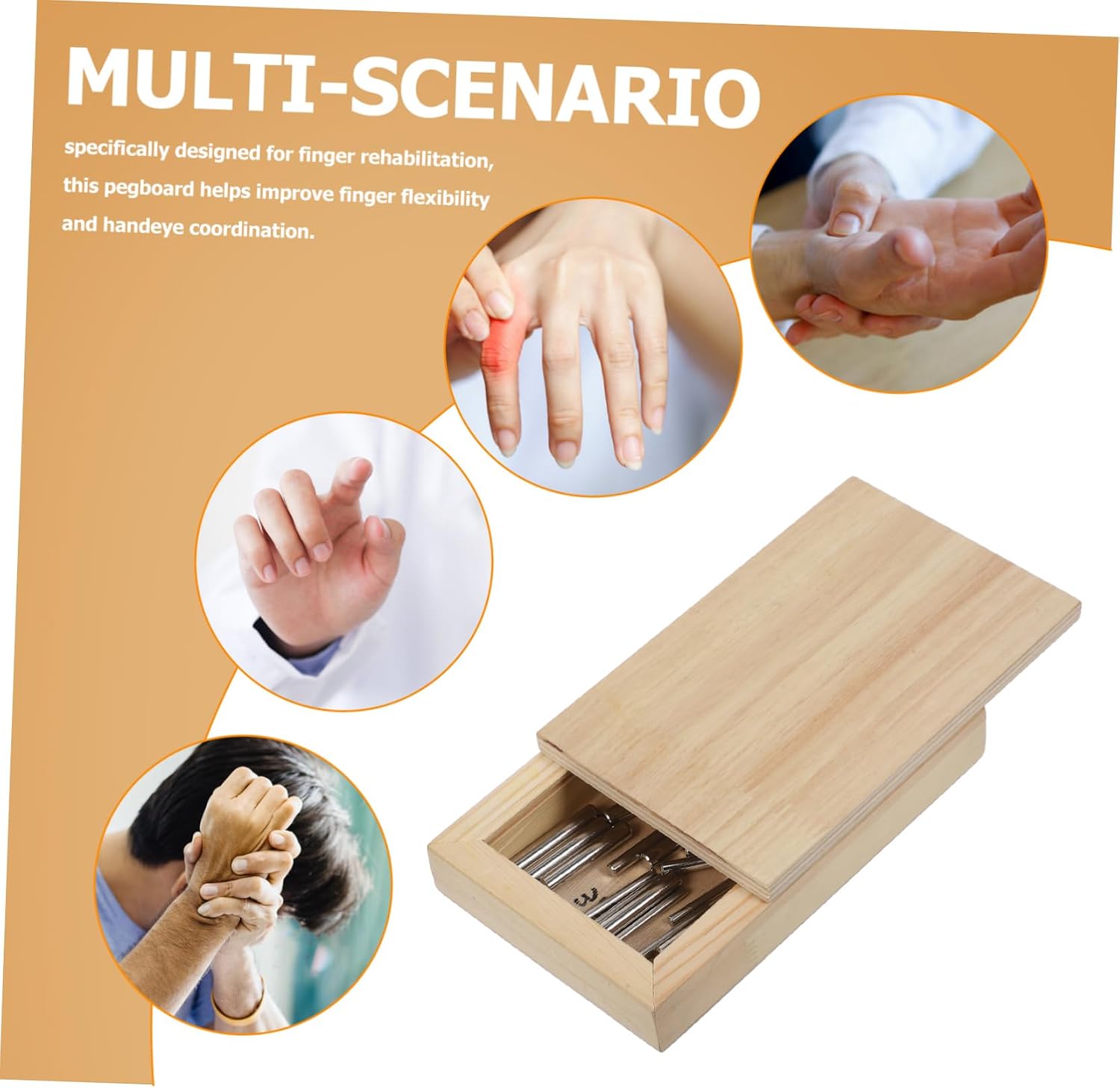 Wooden Finger Rehabilitation Board for Fine Motor Skills Hand Strengthener Pegboard for Hand Therapy Suitable for Home Hospitals and Rehab Centers Enhances Finger Dexterity