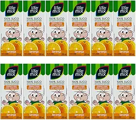 Kit com 12 Sucos de Laranja 100% Suco sem Adição de Açúcares 200mL - Life Mix
