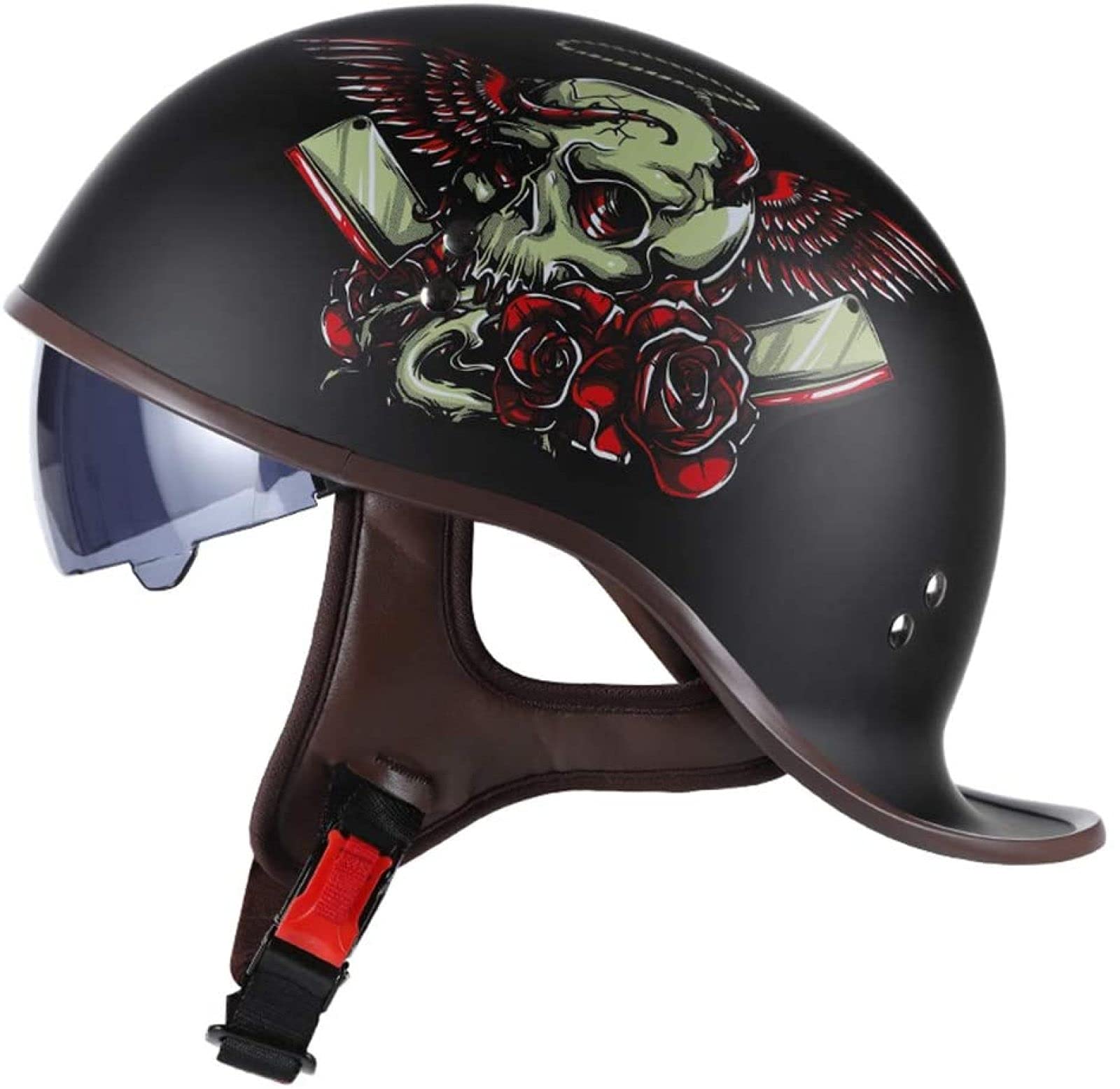 Casque de moto rétro EBAYIN demi-casque ouvert et léger style brain-cap M