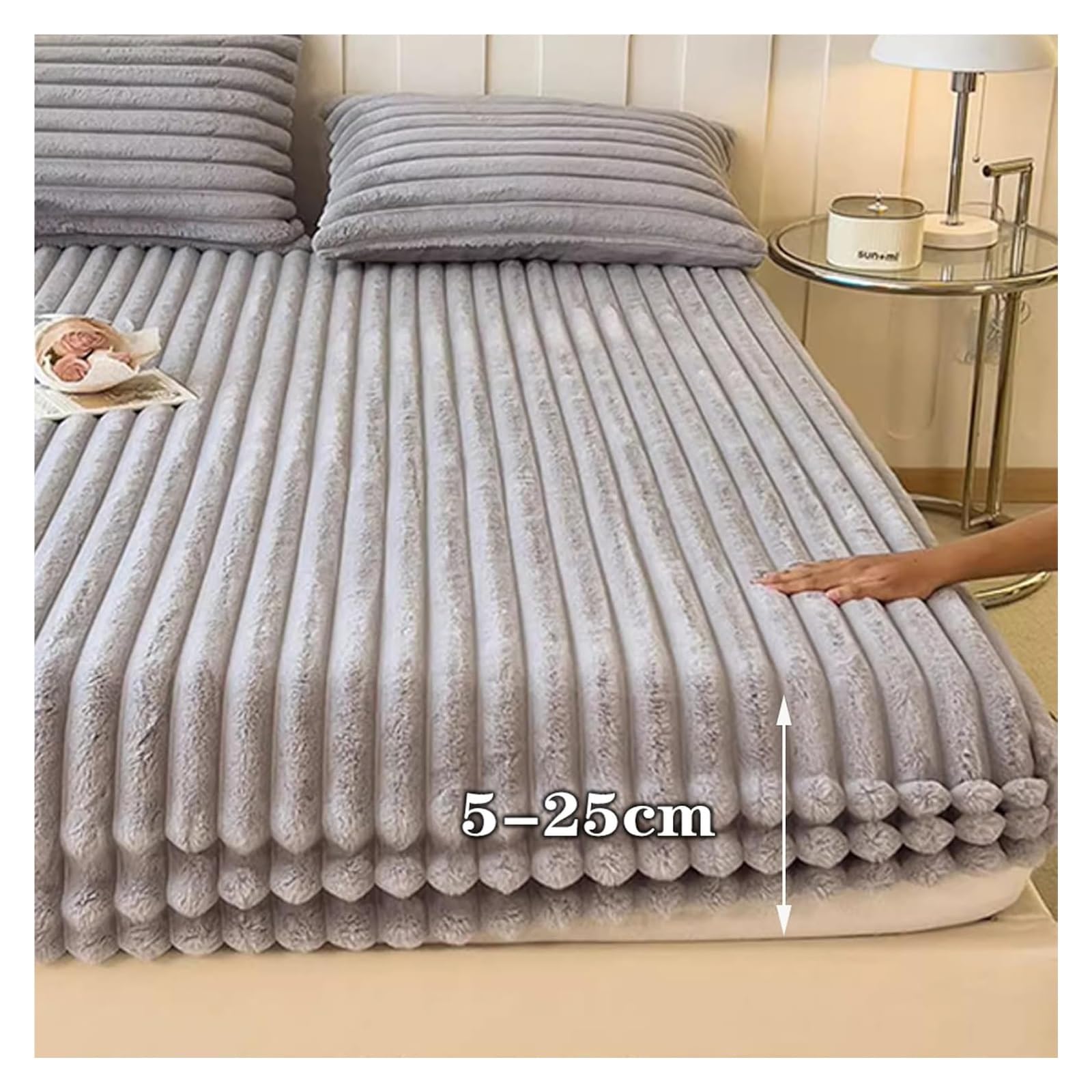 Lenzuolo Lenzuolo con angoli in flanella Lenzuolo con angoli doppio Lenzuolo con angoli in flanella Biancheria da letto di lusso Morbida e accogliente Tasca profonda 25 cm(White,90 x 200+25 cm/2pcs)