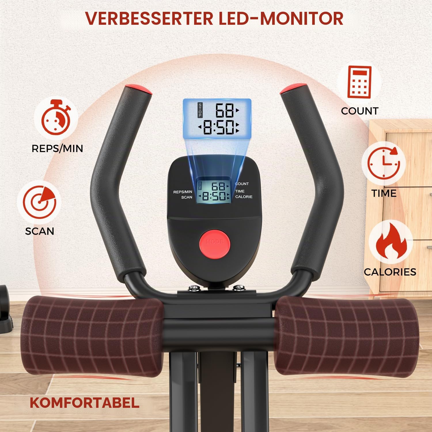 Bauchmuskelmaschine, verstellbare Bauchmuskel-Trainingsgeräte für Heim-Fitnessstudio, faltbare Bauchmuskeltrainer-Maschine, Krafttrainingsgerät, Core & AB Trainer Maschine für Körperformung