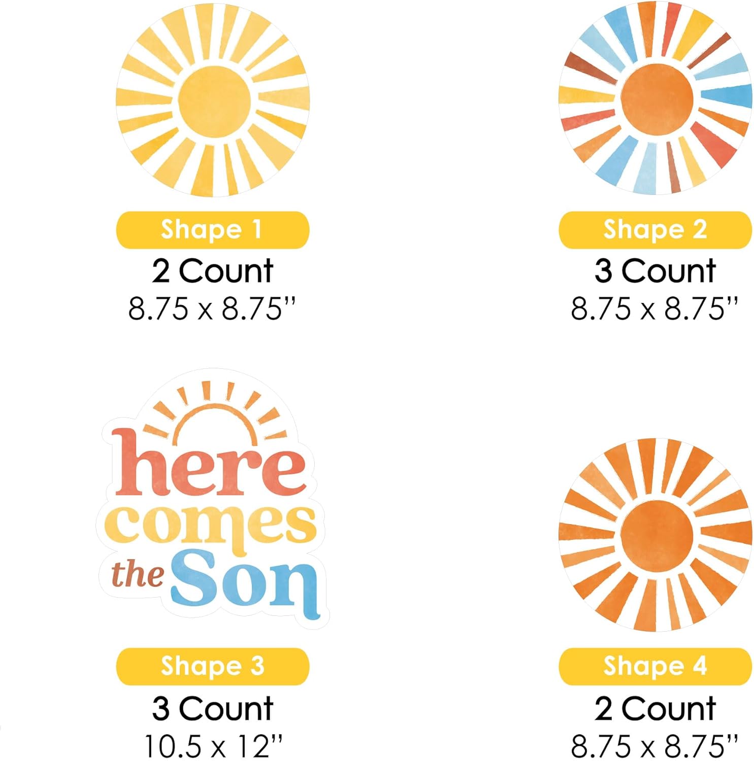 Big Dot of Happiness Here Comes the Son Outdoor Baby Shower Decorations, Retro Sun-Shaped Lawn Ornaments, Boy Boho Party Yard Signs - 10 Piece