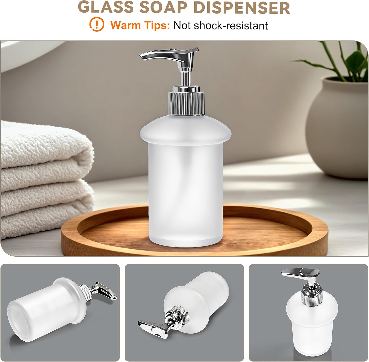 Glass Soap Dispenser with Plastic Pump Head(Single Soap Dispenser)