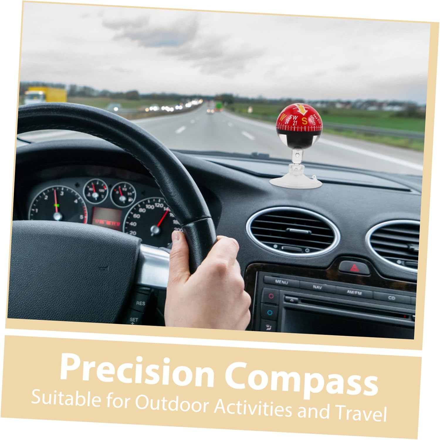 ULTECHNOVO 38mm Plastic Suction Cup Car Compass Dashboard Compass for Auto Boat Truck Automotive Navigation