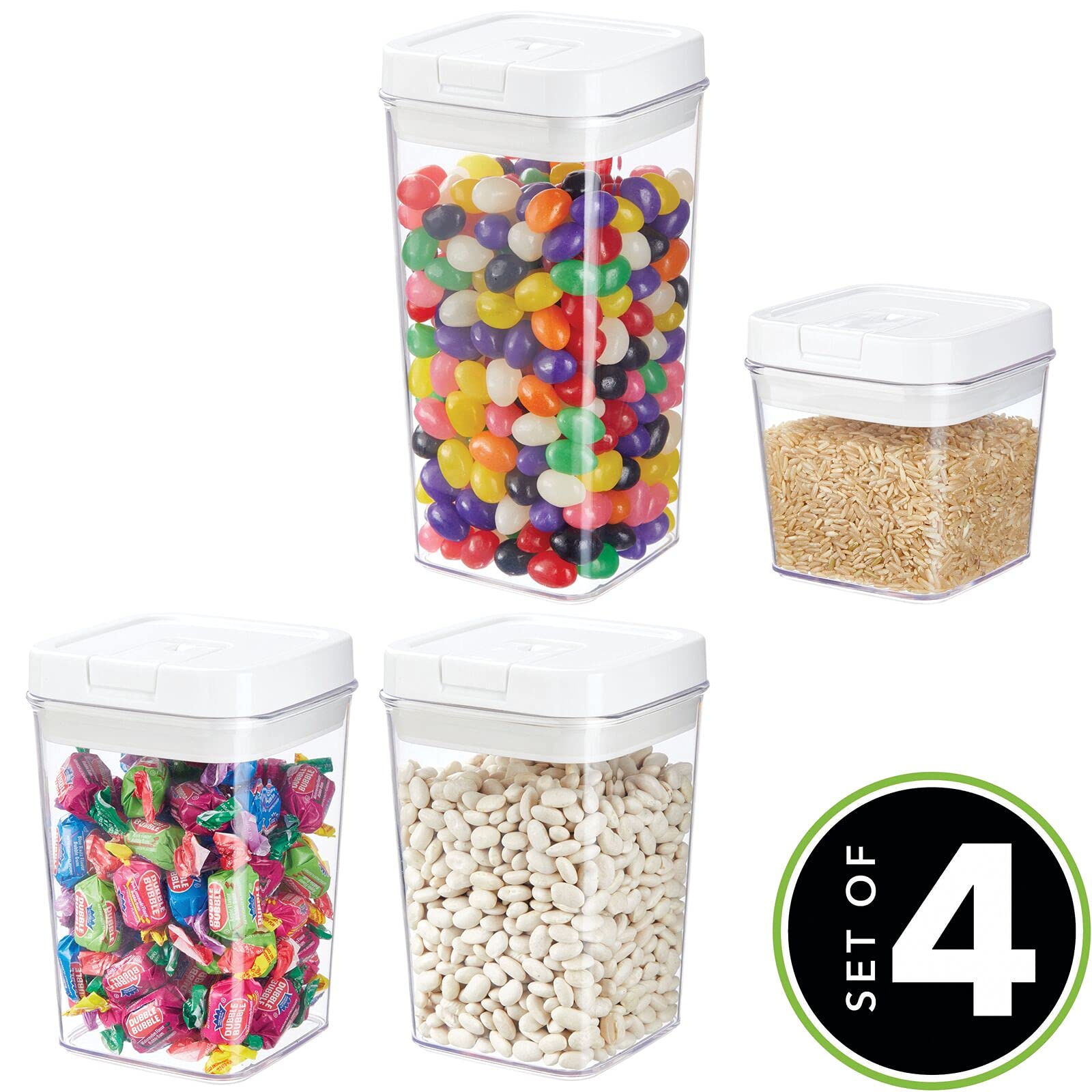 mDesign boite alimentaire (set de 4) – boite de conserve hermétique en plastique pour la cuisine et le frigo – boite de rangement en plastique sans BPA pour café, muesli, farine, etc. – transparent