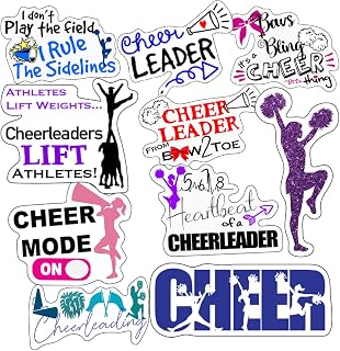 Cheer Stickers - Perfect Cheer Gifts for Cheerleaders - Waterproof, Durable 100% Vinyl - Anywhere You Need Stickers for Water Bottles, Laptop, Car Decal, Party Giveaways