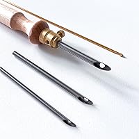 Vista 3 de Nurge Kit de agujas perforadoras de alta calidad, tubos de metal de 0.16 a 0.18 pulgadas y mango de madera para principiantes adultos, herramientas