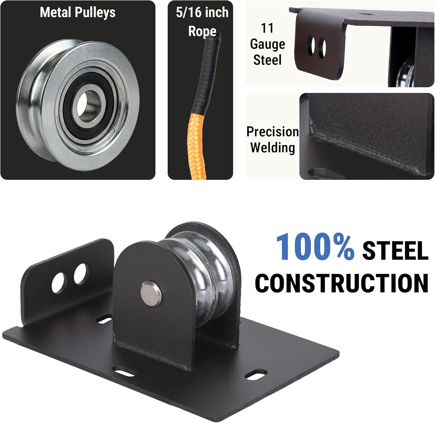 Cargo Box Hoist for Garage Ceiling with Metal Pulley System Holds 150 lbs, 5.5" Low-profile Rooftop Carrier Storage Lift, Parallel or Perpendicular Mounted