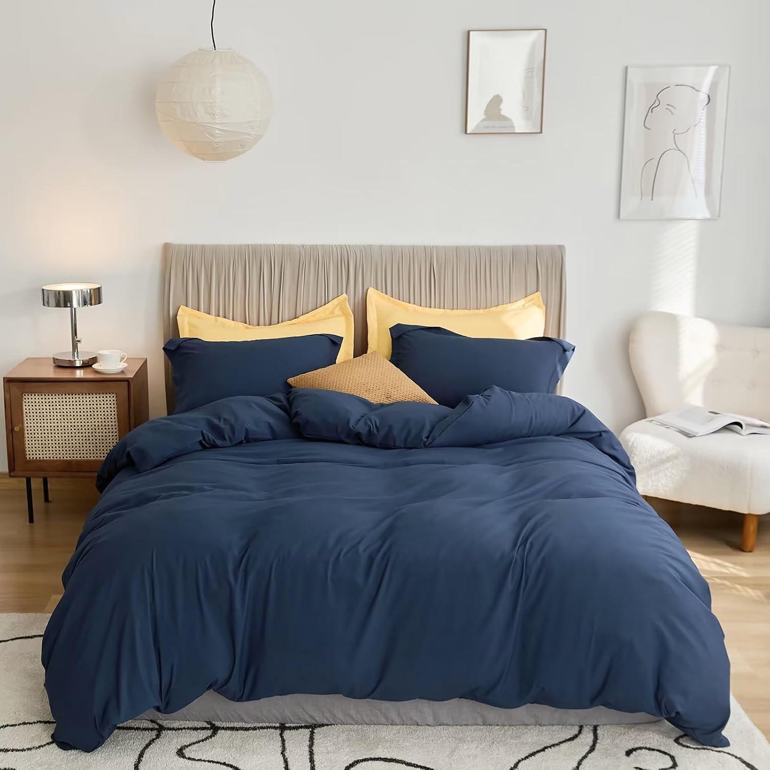 Navy Duvet Cover Twin XL Ultra Soft Breathable Bedding
