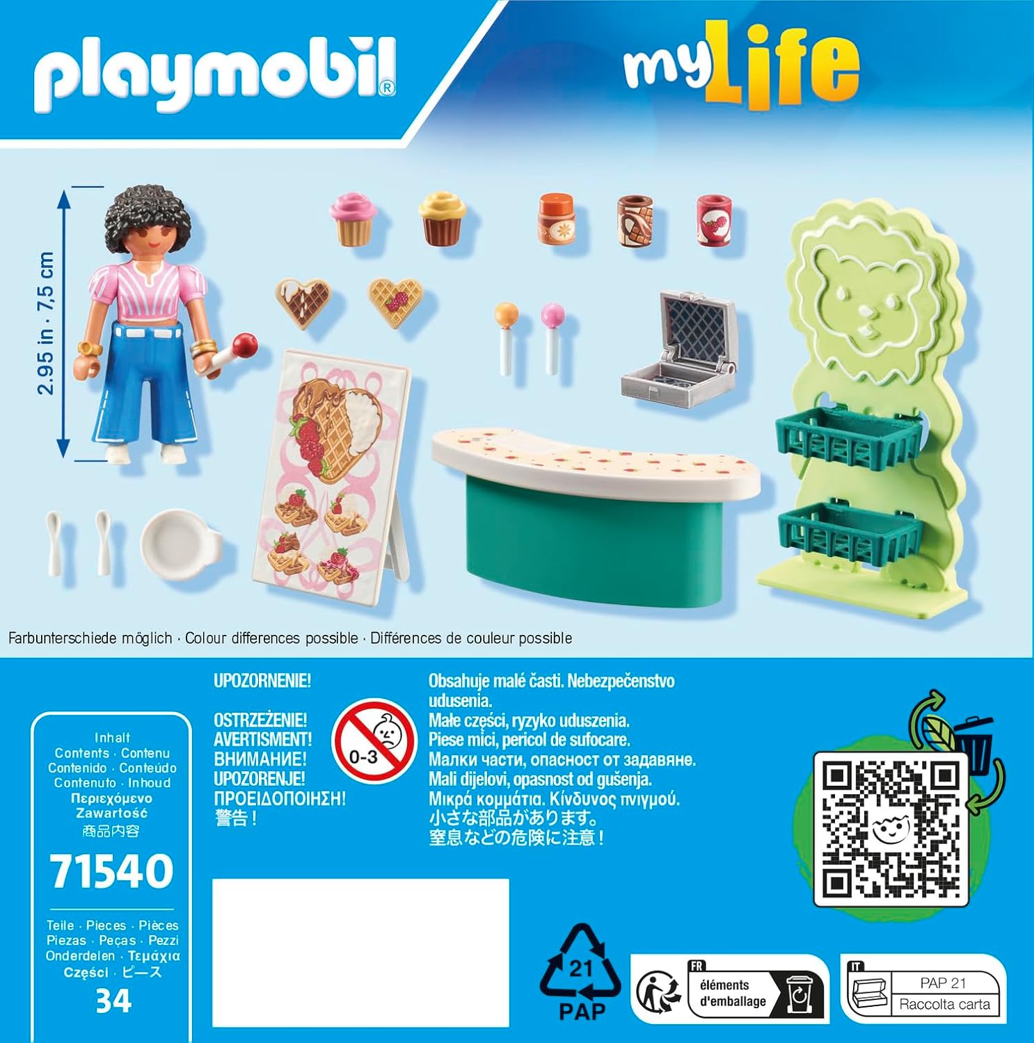 Playmobil 71540 Waffle Stand - Includes Character, Sales Counter, Cupcakes and More - MyLife - Ages 5 and Above