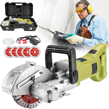 Wall Grooving Machine 4000w Industrial Wall Chaser 7500r/Min Electric Wall Line Slot Machine Wall Groove Cutting Slotting Machine Tile Cutter for Red Brick HOL