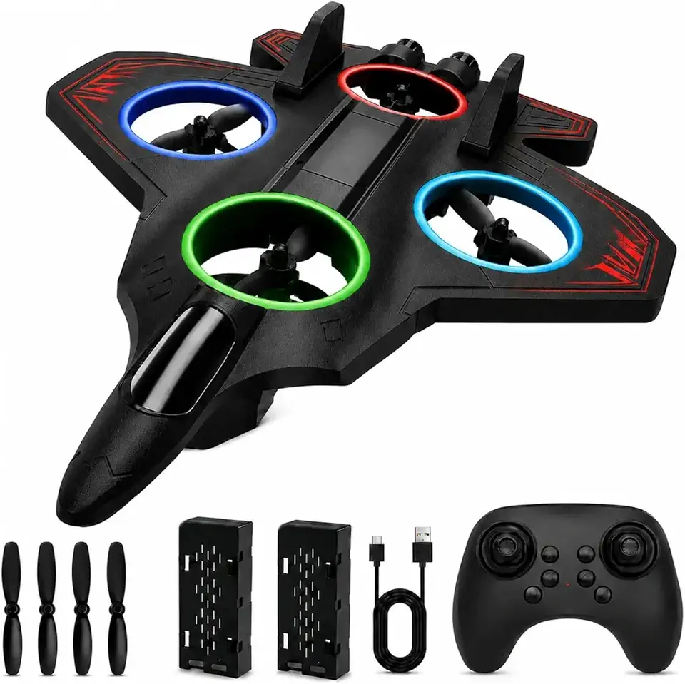 Drone Avião Jato Infantil Controle Remoto Sem Fio, Brinquedo Voador para Crianças com Bateria USB Recarregável