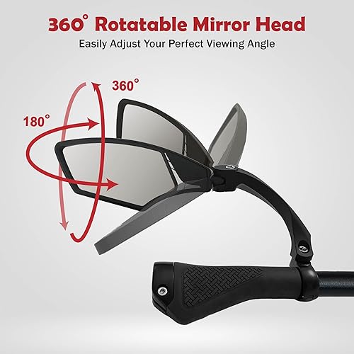 Miniatura 27 de Hafny - Espejo para manubrio de bicicleta, HD, resistente a impactos, con lente de cristal, HF-MR095 (antirreflejo para el lado izquierdo)