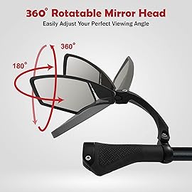 Hafny Handlebar Bike Mirror - HD Glass, Wide Angle, Adjustable 360 Rear View - Shatterproof, Anti-Glare, Premium, MTB, E-Bike, and Commuter Cycling Safety, HF-MR095