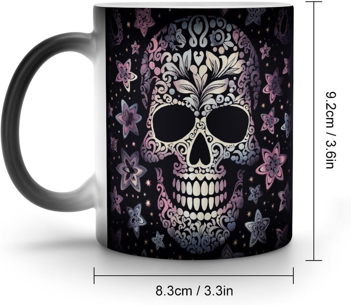 Color Changing Cups,Cool Skull Printed 11 Oz Ceramic Cups for Birthday Men Women