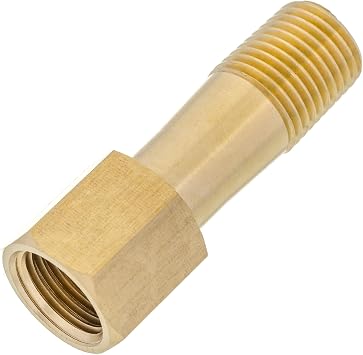 Brass 1/4" BSP Male to Female 50mm Threaded Straight Pipe Fitting Extension, Adapter Coupler Reducer Converter Connector, Used to Connect Lines for Air, Water, Fuel, Oil and Gases