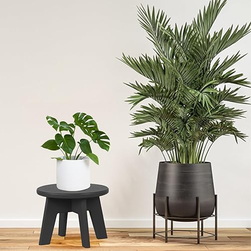 Miniatura 7 de BIVODA Taburete escalón para adultos, taburete de pie para exteriores, HDPE, sin montaje, ideal para cocina, baño, dormitorio, jardín (negro, 2)