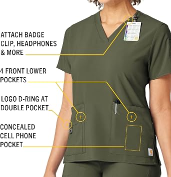 Carhartt Cross-Flex Scrubs for Women, V-Neck Scrub Tops