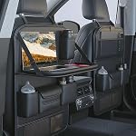 2 Pack Car Backseat Organisateur, Rangement de voiture Organisateur avec plateau de table pliable,Leather Car Seat Back Protectors Kick Mats avec poches de rangement Accessoires de voyage