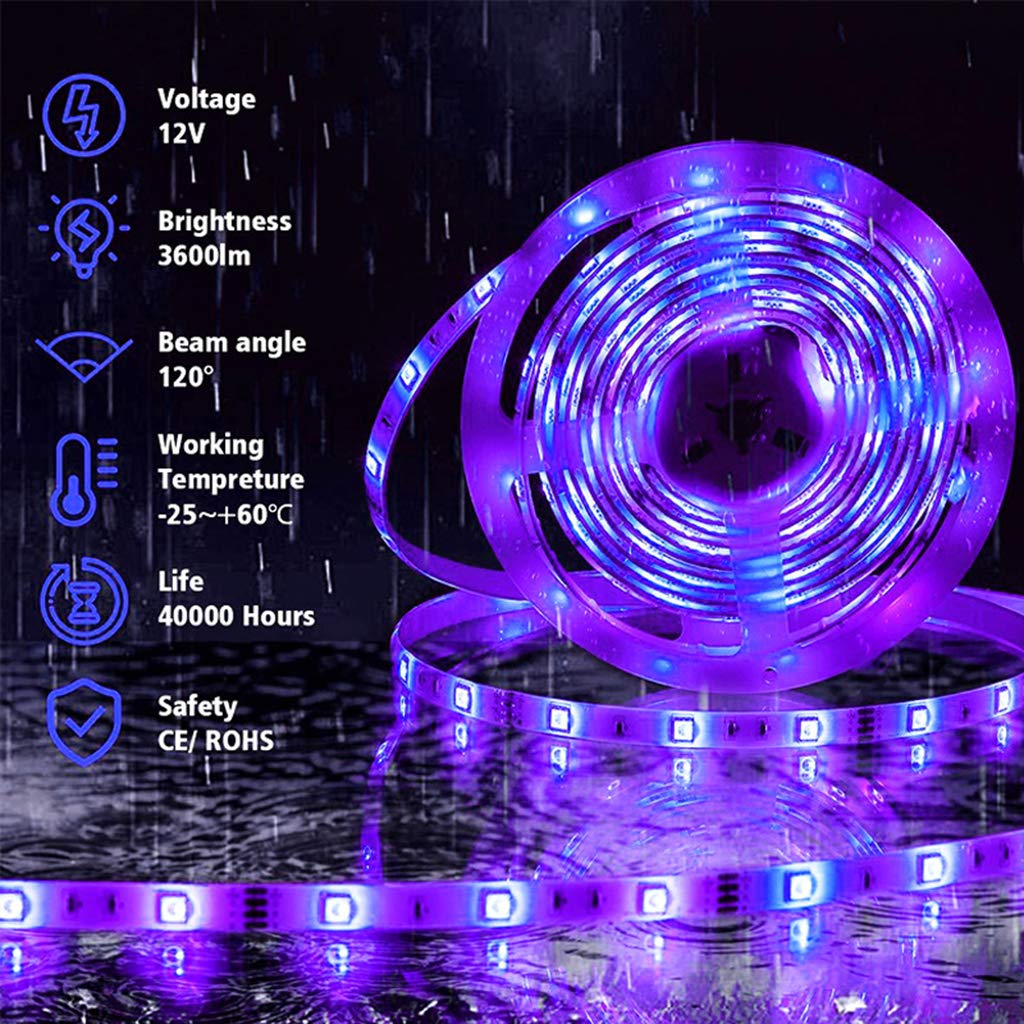 Taśma LED WiFi, zmieniająca kolor, łańcuch świetlny RGB, elastyczna taśma LED z kontrolerem WiFi, zastosowanie w sypialni, na imprezę i jako dekoracja wakacyjna, 5 m, 150 diod LED