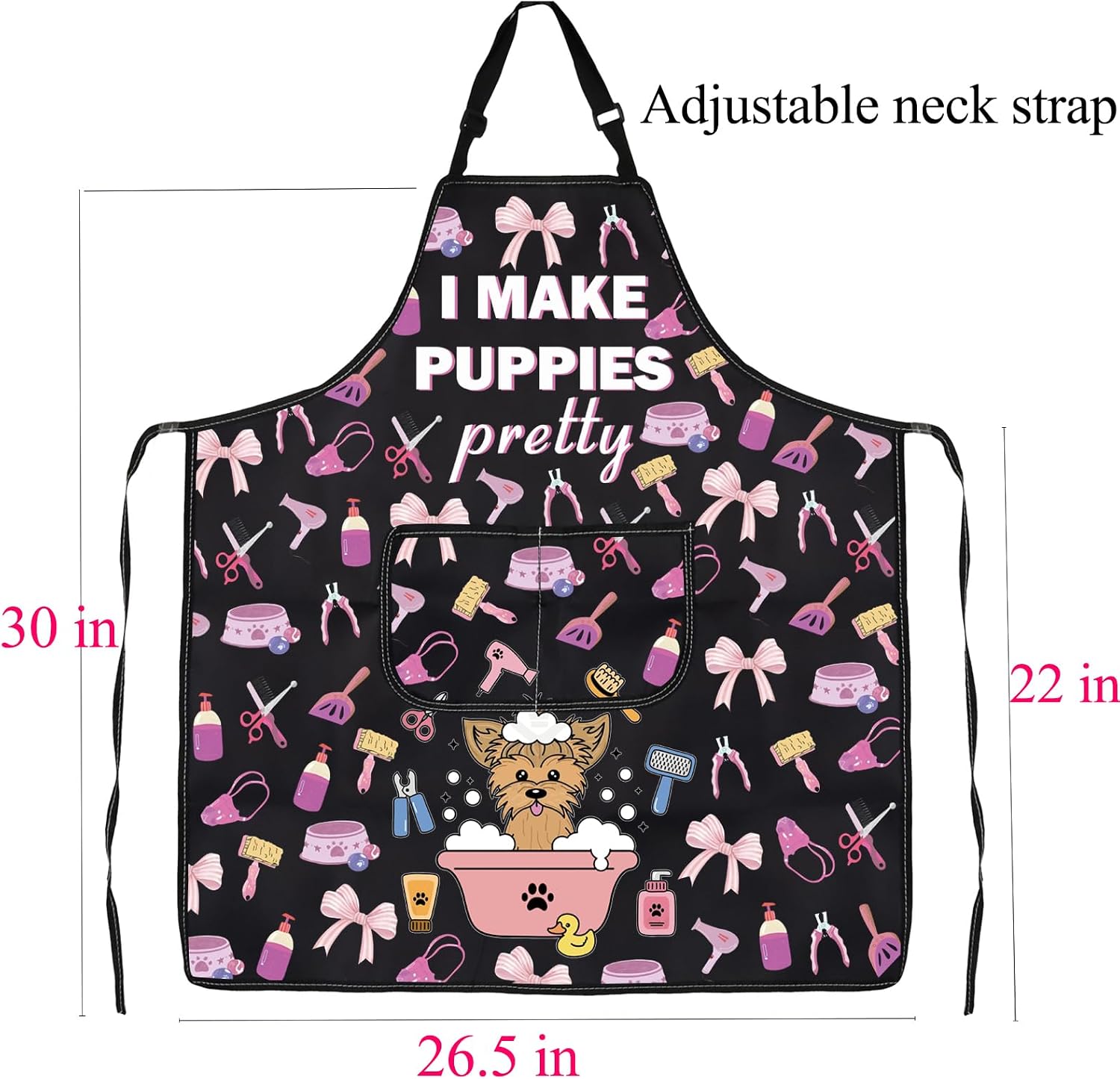 FUSTMW Dog Groomer Apron With Pockets - Waterproof Hair Cutting Grooming Apron image 2
