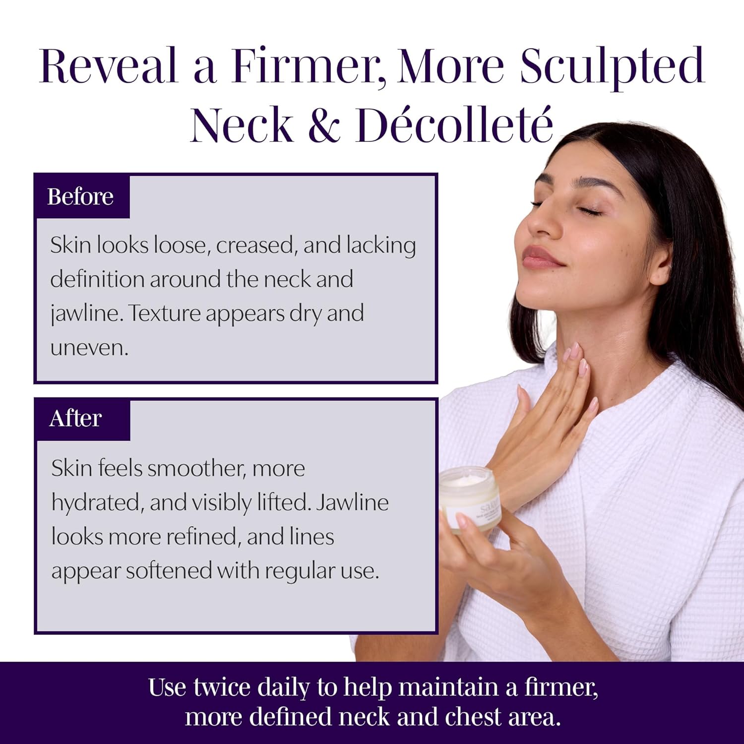 Saian Neck & Chest Lift Creme with Edelweiss Stem Cells - Enhances Neck Chest Decollete Tone and Texture, Hydrating Moisturizer Cream for Daily Smoothing and a Firmer-Looking Skin Appearance - 1.7 oz