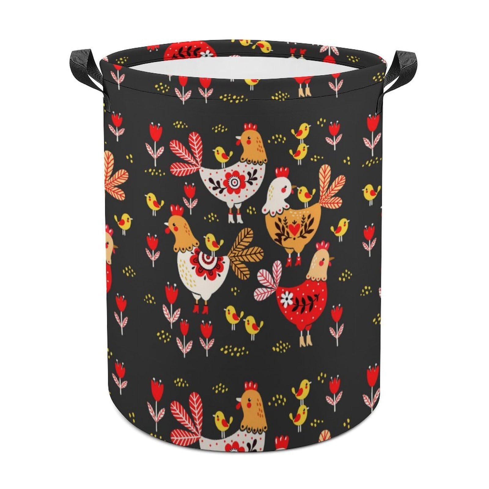 MHYRAC Laundry Hamper, Weird Colorful Chicken Laundry Basket, Washing Basket with Handle
