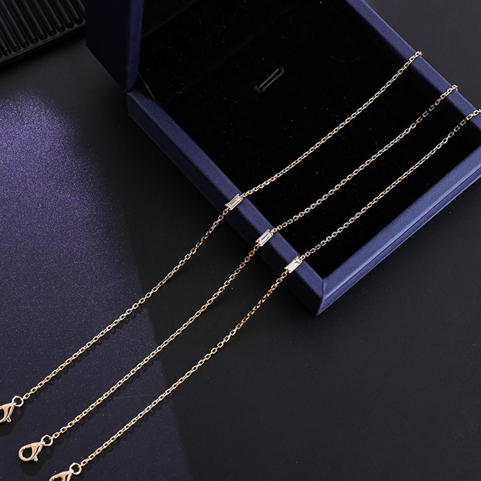 Pulseras de Oro Amarillo para Mujer 9K / 14K / 18K, Rectángulo con Moissanita, Cadena Extensible 16 CM + 5 CM, Pulseras de Cadena Oro Mujer Ajustable