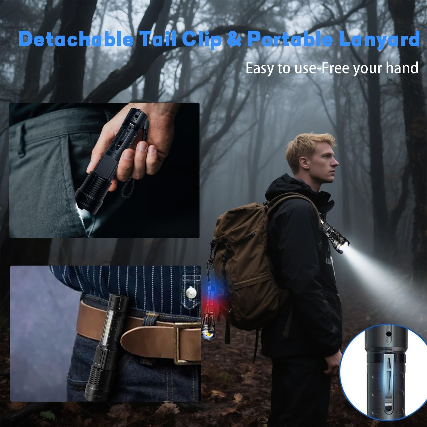 2 Pack Rechargeable LED Flashlight,90000 High Lumens Tactical Flashlights with 7 Modes,Waterproof Zoomable Handheld Flash Light with COB Work Light for Home,Emergencies,Camping,Emergencies