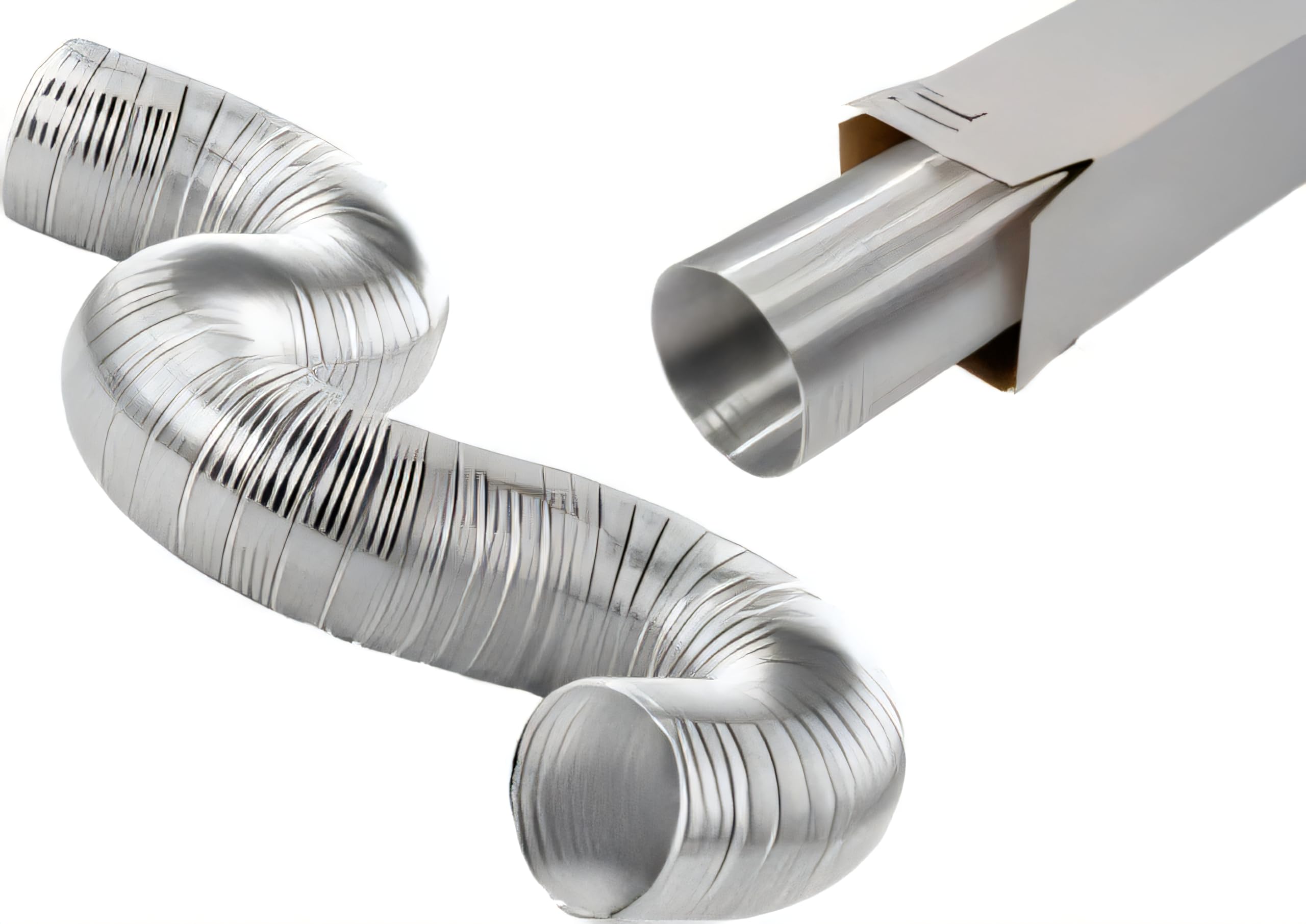 Gaine Alu semi rigide 80 100 125 150 mm / -30°C à +200°C/Air chaud pour Poele, Cheminée, Chauffage, Clim, Seche linge, Hotte de cuisine - 2 colliers de serrage offerts