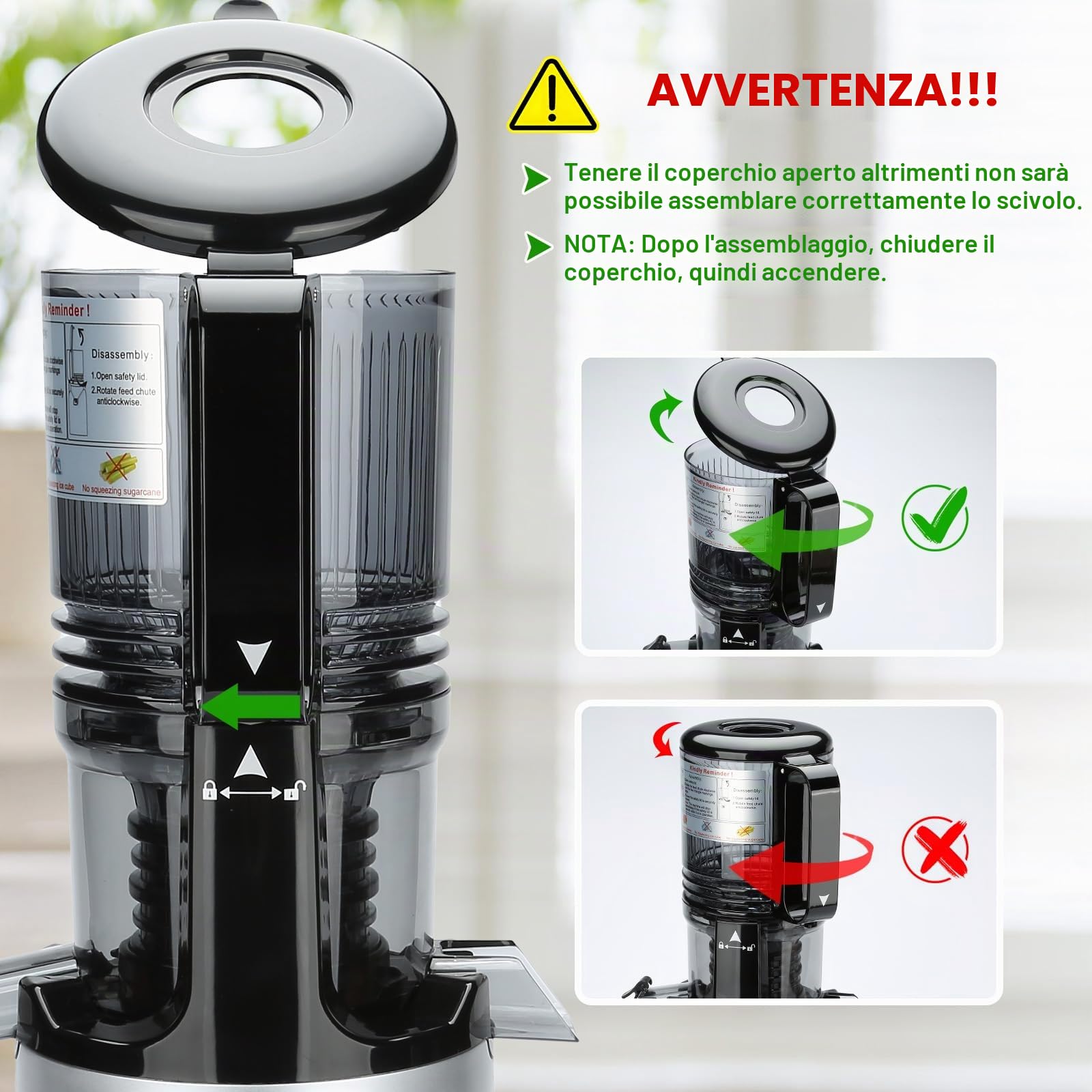 Exreizst Spremiagrumi Slow Juicer MP-802P | Vincitore del test con alloggiamento di riempimento grande da 130 mm e volume di riempimento da 1,5 l, senza BPA e materiale Tritan, facile da pulire