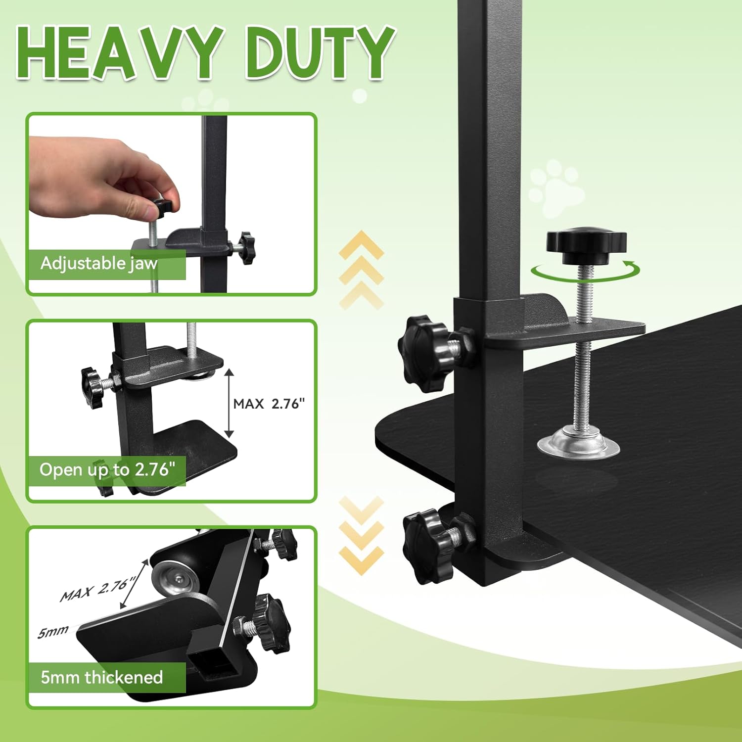 Adjustable Dog Grooming Stand for Table: 42" Height & 27"-39" Width, Includes Hammock & 2 No-Sit Nooses, Heavy-Duty Dog Grooming Arm for Bathing Nail Trimming Drying Cutting Cats & Dogs at Home