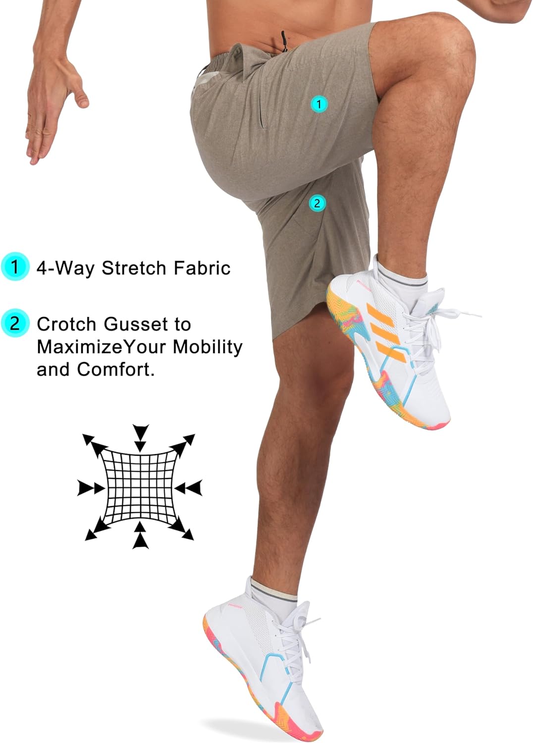 Little Donkey Andy Men's Golf Shorts Quick Dry Lightweight Breathable Casual Short with Elastic Waist 3 Pockets for Hiking - Image 5