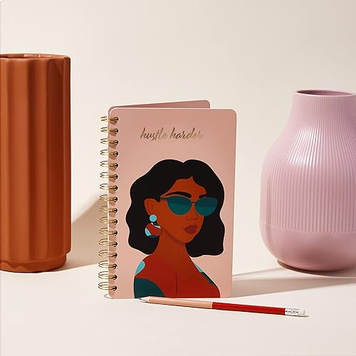 Miniatura 3 de Diario encuadernado en espiral de tapa dura, Hustle Harder, 240 páginas rayadas para escritura y cuidado personal