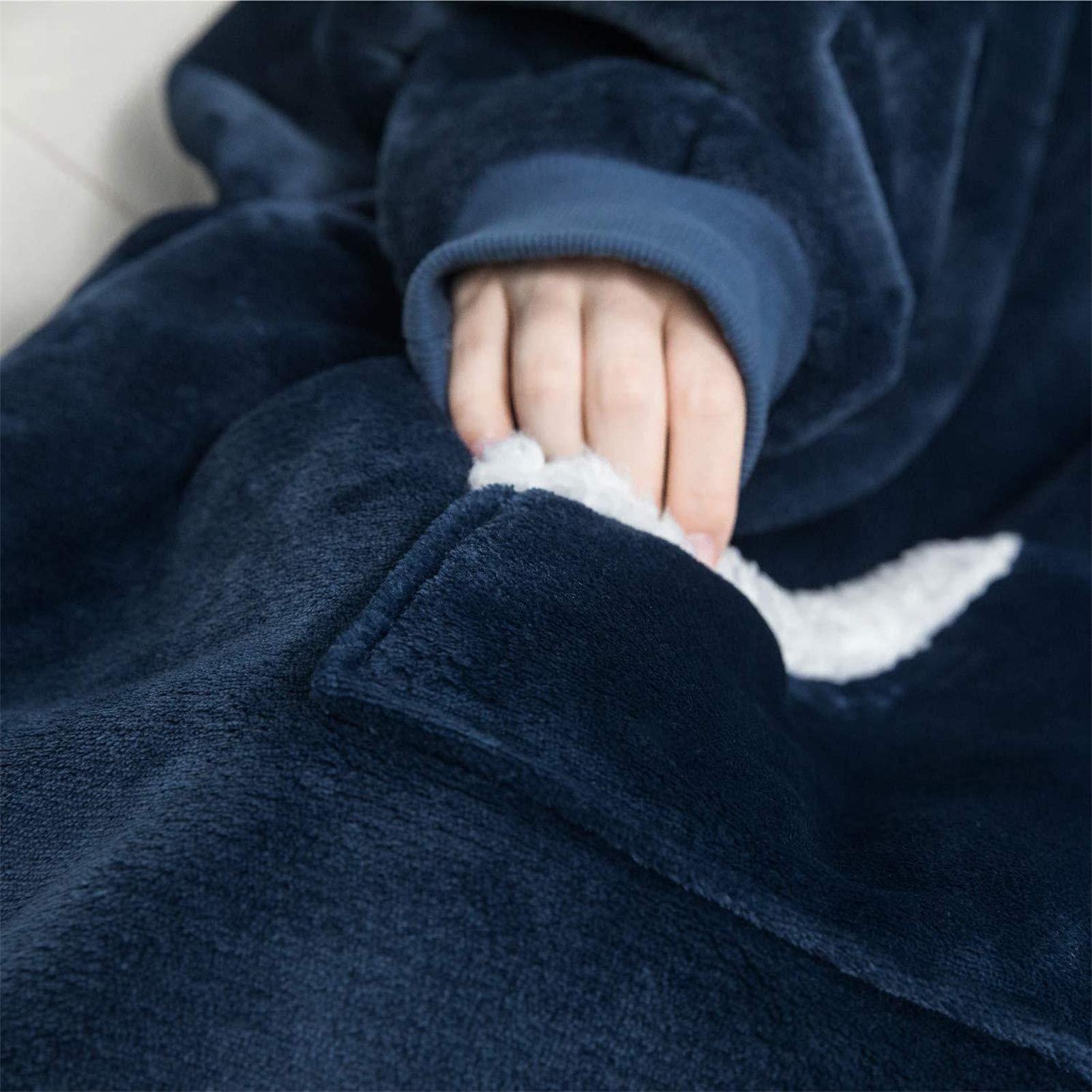 Coperta Indossabile GoodtoU Con Cappuccio E Tascone - Felpa Oversize Sherpa, Cane Blu, Regalo