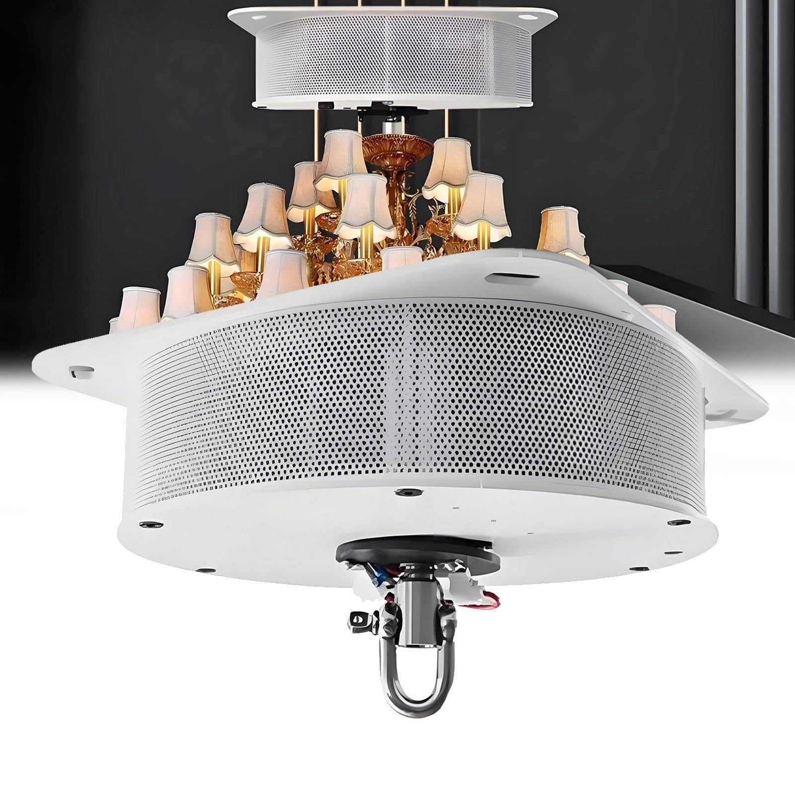 LYMSXAZOU Chandelier Hoist Lifter System with Remote Control & Wall Switch, 6m Lift Stroke, 70KG Capacity for Lamp Cleaning and Maintenance