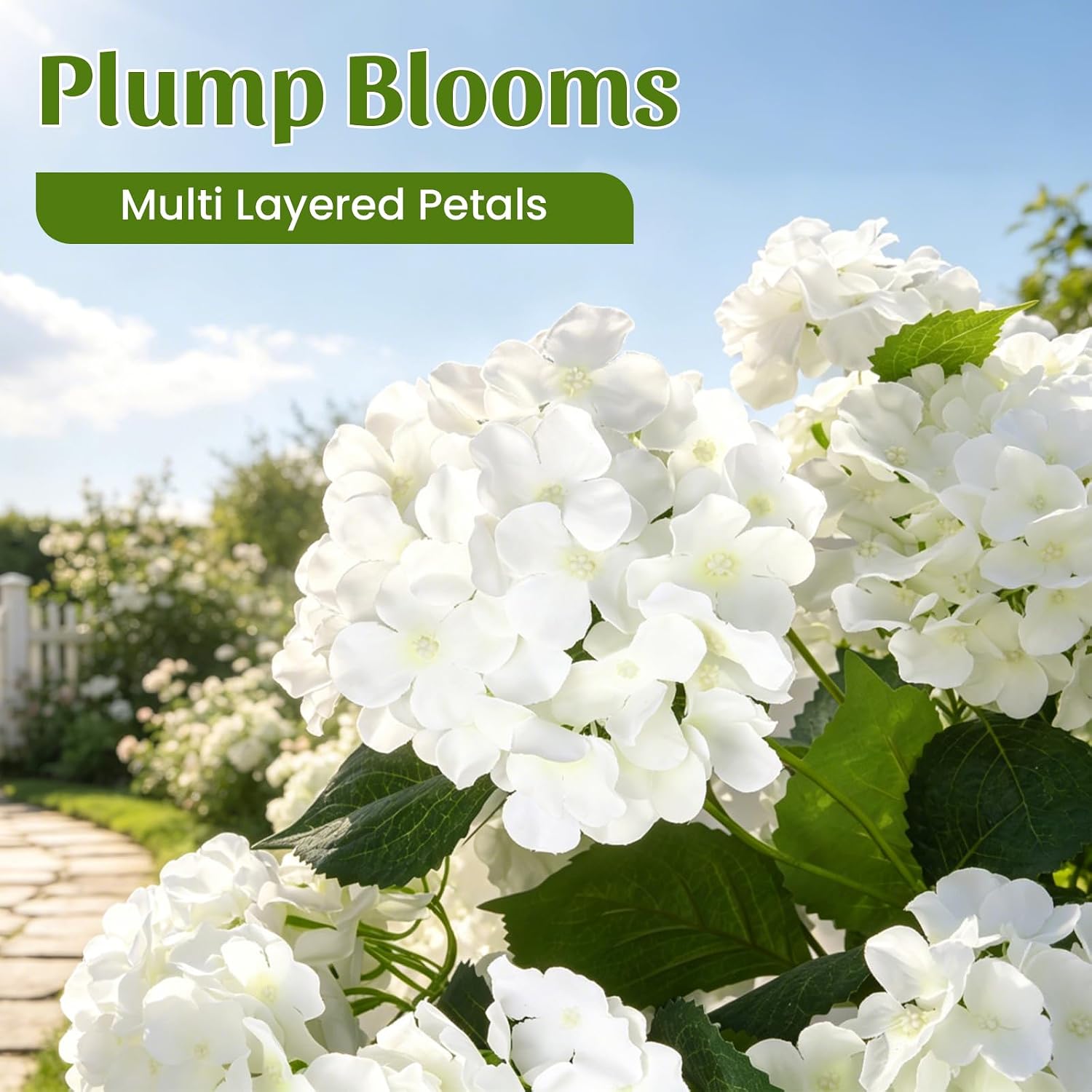 Artificial Hydrangea Tree 2 Pack, 26 White Faux Hydrangea | 30" Tall Faux Outdoor Potted Hydrangea Plant, UV Resistant Realistic Hydrangea Tree for Porch, Patio or Home Decor