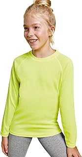Camiseta de Colores Flúor Manga Larga para niñas y niños - Camiseta Deportiva cómoda, Suave, Lisa y Elegante