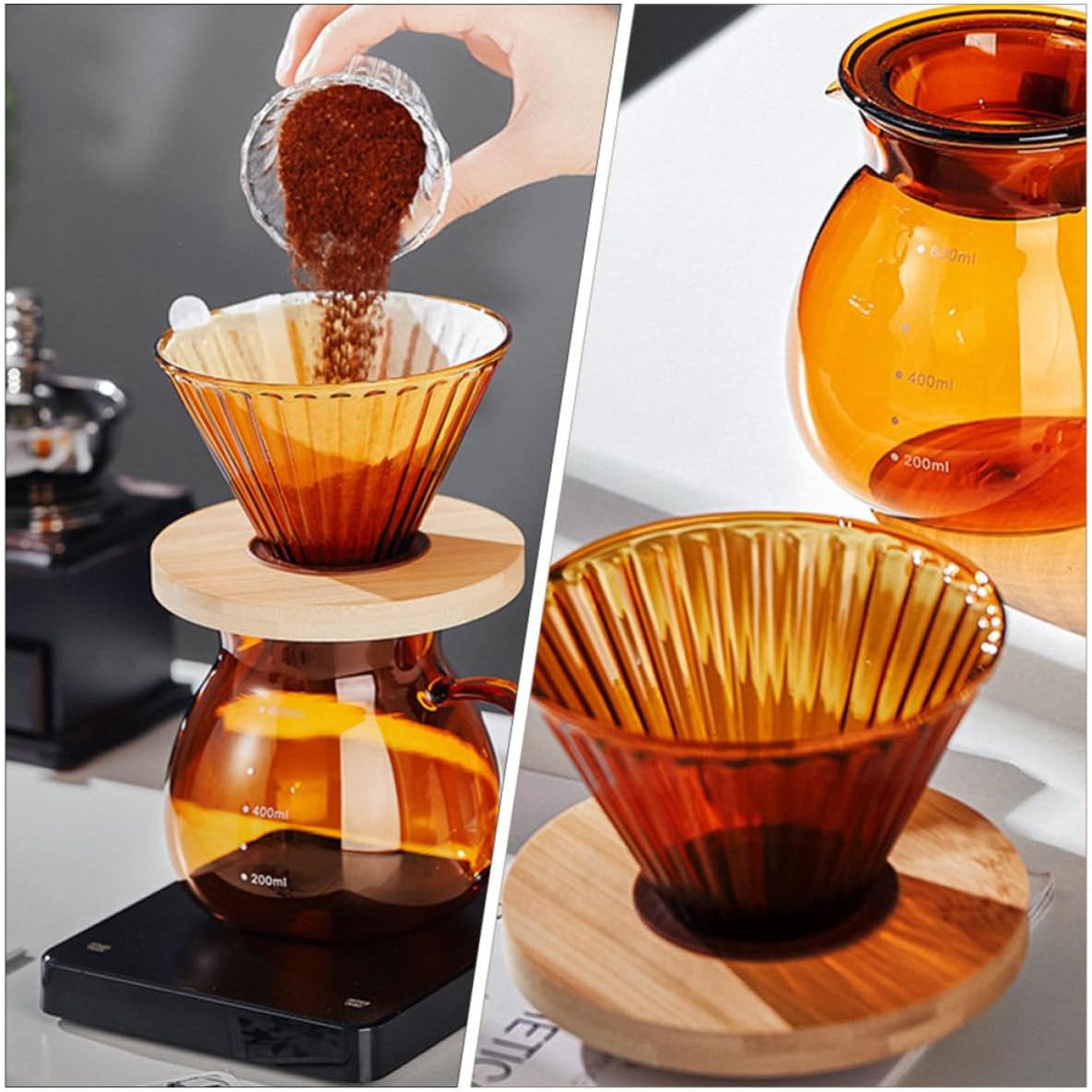 Decorative Coffee Cone Wood Reusable Filter for Kitchen image 4