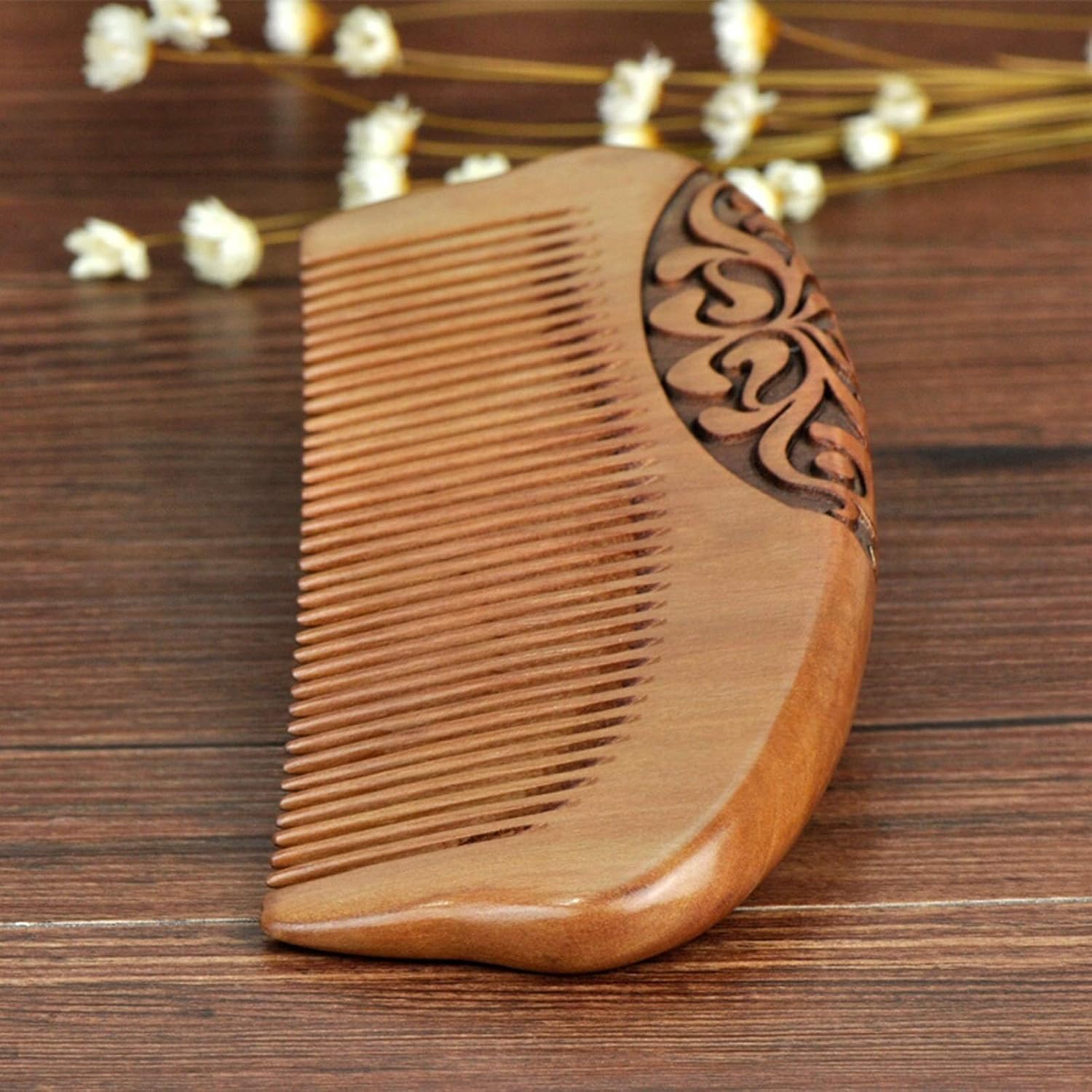 Wooden Hair Comb Fine Tooth Combs,Double-sided Carved Wood Comb Handmade Hair Comb, Birthday Gift Creative Gift for Girlfriend, Family and Friend Hair comb
