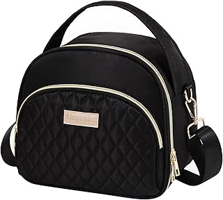 Black Cute Insulated Lunch Tote Bag for Women Work,Reusable Adult Lunch Box for Women, Stylish Wide Open Cooler Bag for Work(Black)
