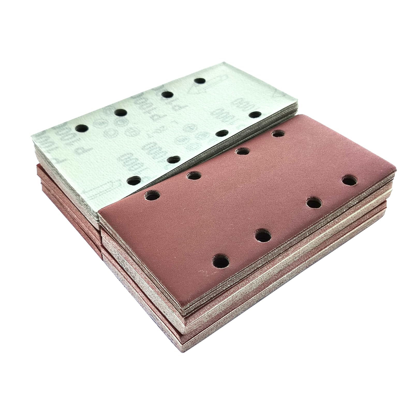 Wanmutrun Rectangular Detail Sandpaper 100Pcs Sander Pads 93x185MM Grit 1000 8Hole Sanding Sheets for Electric Sander Hook and Loop Sanding Pads