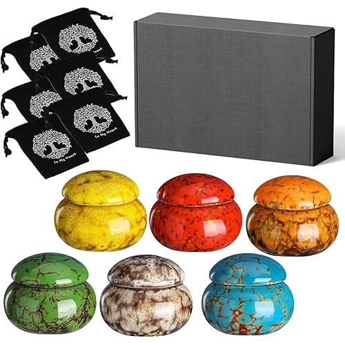 CHONOVO Small Urns for Human Ashes Keepsake Set of 6, 1.6'' Cremation Keepsakes Urns for Ashes Ceramic Decorative Mini Urn for Adult Women Male Ashes Pet Urn Dog Cat Funeral Ashes Keepsake 6 Colors