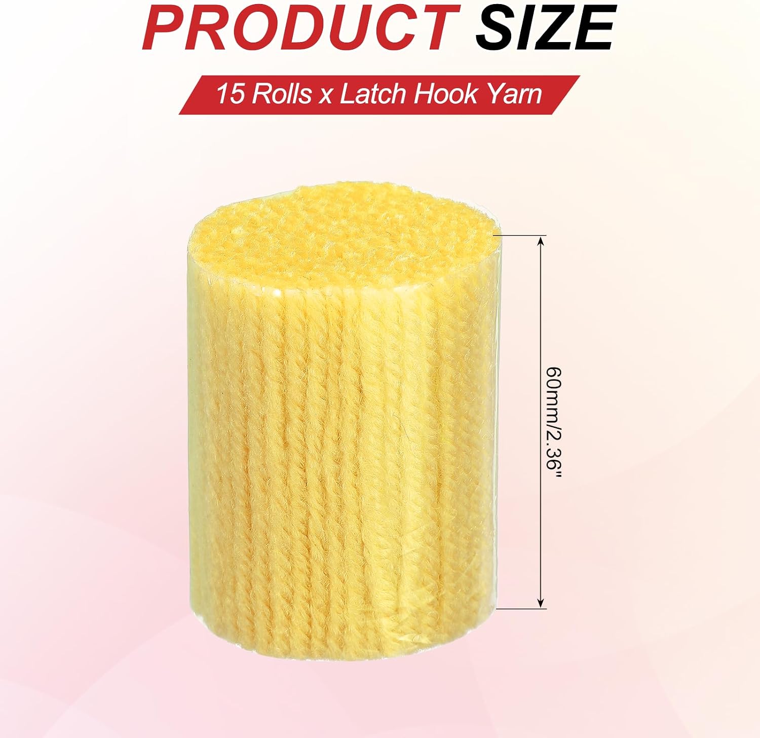 MECCANIXITY 15 Rolls Latch Hook Yarn, 3mm Light Yellow Latch Hook Kit Yarn Precut Hook Rugs Making Crochet Bundles for Rug Adults Beginners Tapestry DIY Craft