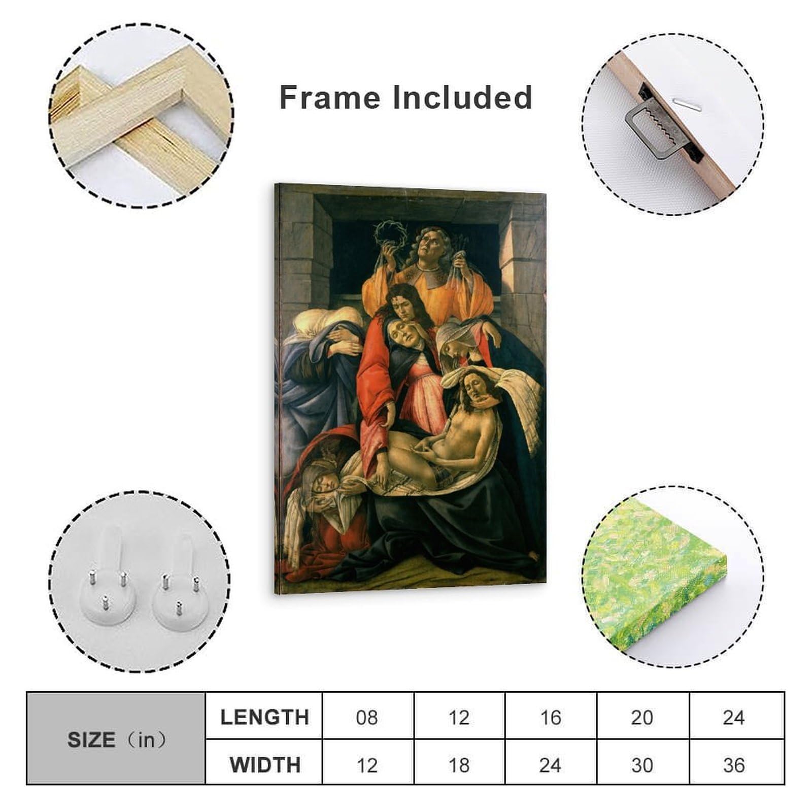 Sandro Botticelli's Painting Art Poster Lienzo Impresión artística 24 x 36 pulgadas