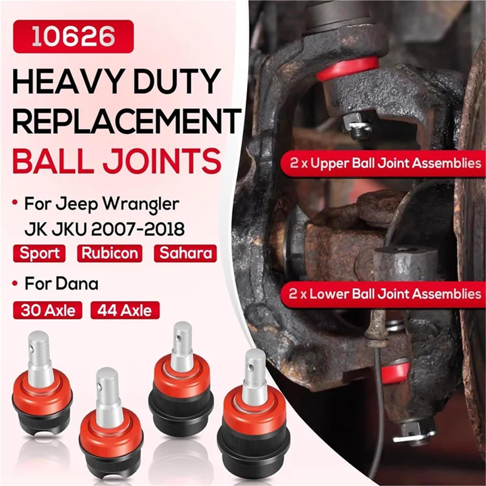 Ściągacz przegubu kulowego 10626 Wytrzymałe zamienne sworznie kulowe pasujące do Jeep Wrangler JK JKU 2007-2018, osi Dana 30 i 44